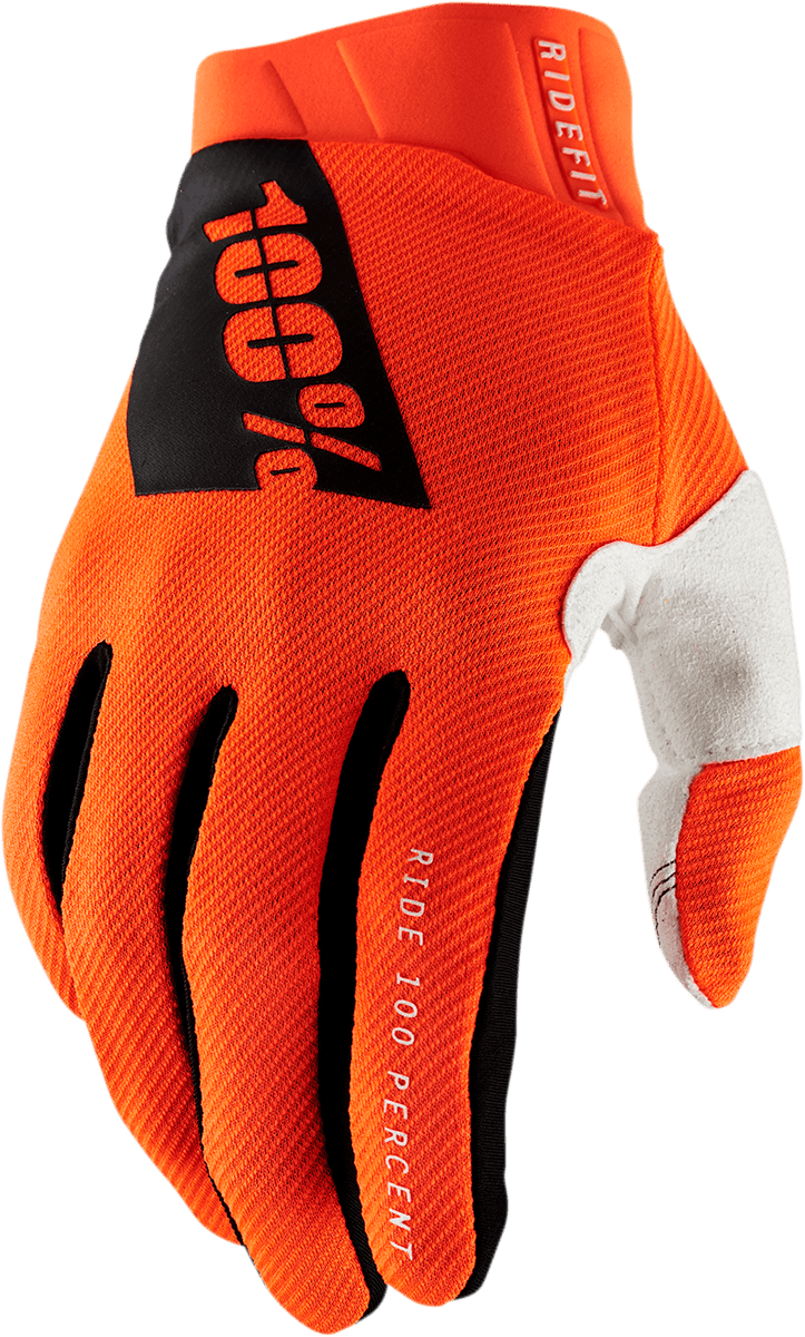 100% Ridefit Gloves - Fluorescent Orange - XL 10010-00008 - Electrek Moto