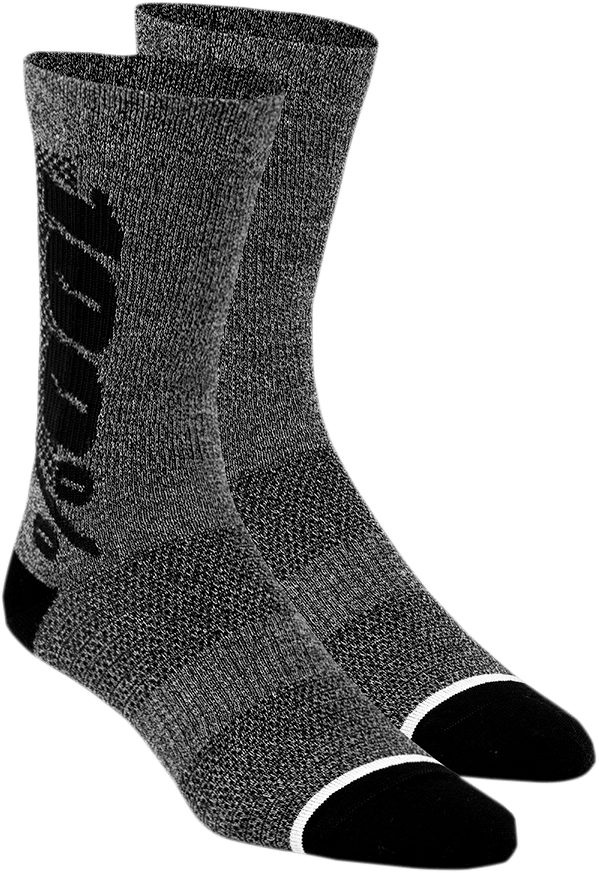 100% Rythym Merino Performance Socks - Heather Charcoal - Small/Medium 20051-00004 - Electrek Moto