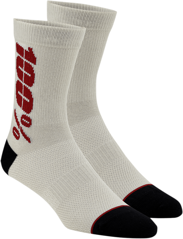 100% Rythym Socks - Silver/Cherry - Small/Medium 24006-456-17 - Electrek Moto