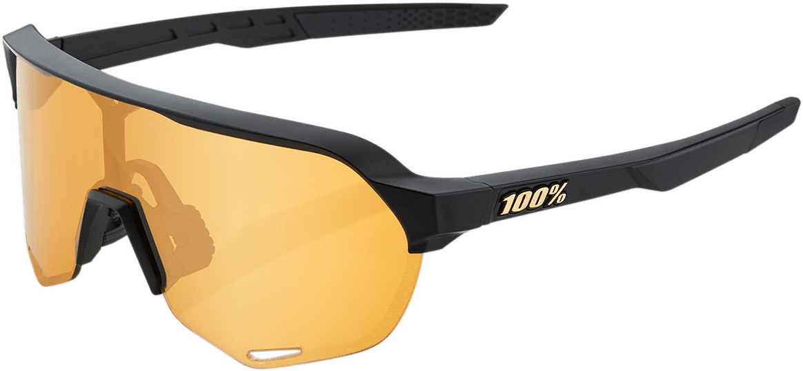 100% S2 Sunglasses - Black - Gold 60006-00003 - Electrek Moto