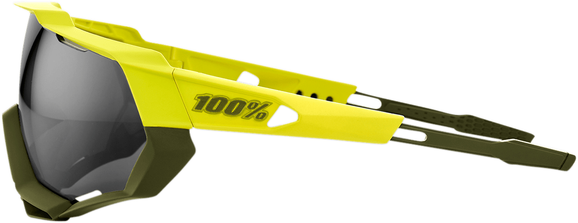 100% Speedtrap Sunglasses - Yellow - Black Mirror Lens 61023-004-61 - Electrek Moto