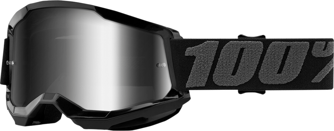 100% Strata 2 Goggles - Black - Silver Mirror 50028-00001 - Electrek Moto
