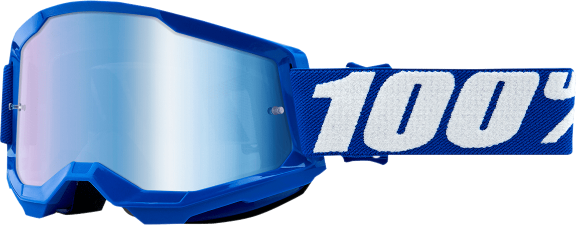 100% Strata 2 Goggles - Blue - Blue Mirror 50028-00002 - Electrek Moto