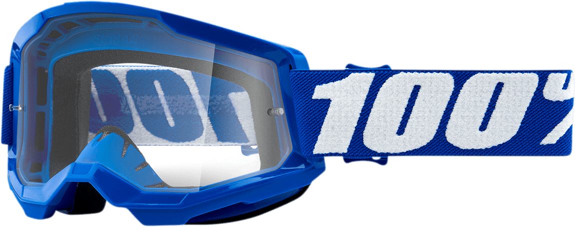100% Strata 2 Goggles - Blue - Clear 50027-00002 - Electrek Moto