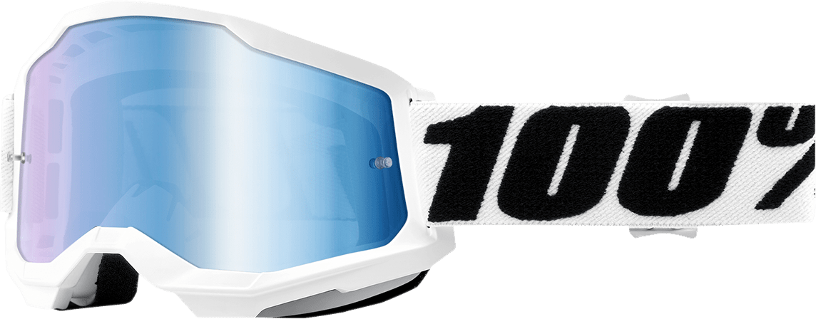 100% Strata 2 Goggles - Everest - Blue Mirror 50028-00009 - Electrek Moto