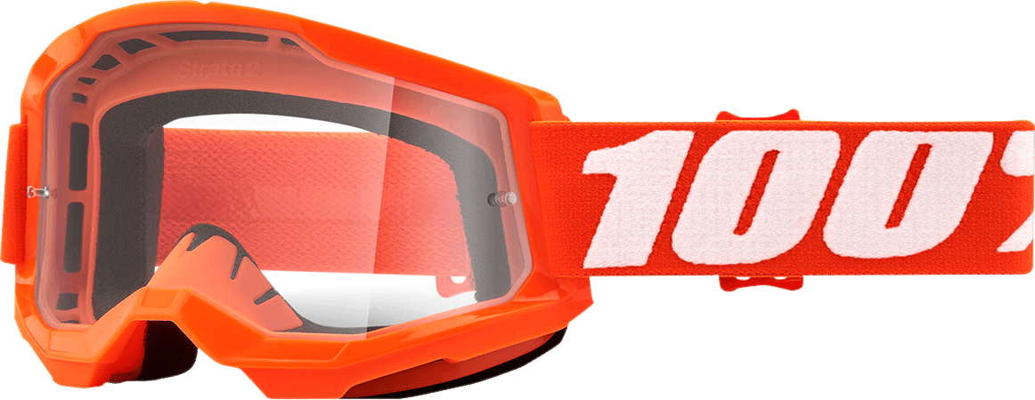 100% Strata 2 Goggles - Orange - Clear 50027-00005 - Electrek Moto