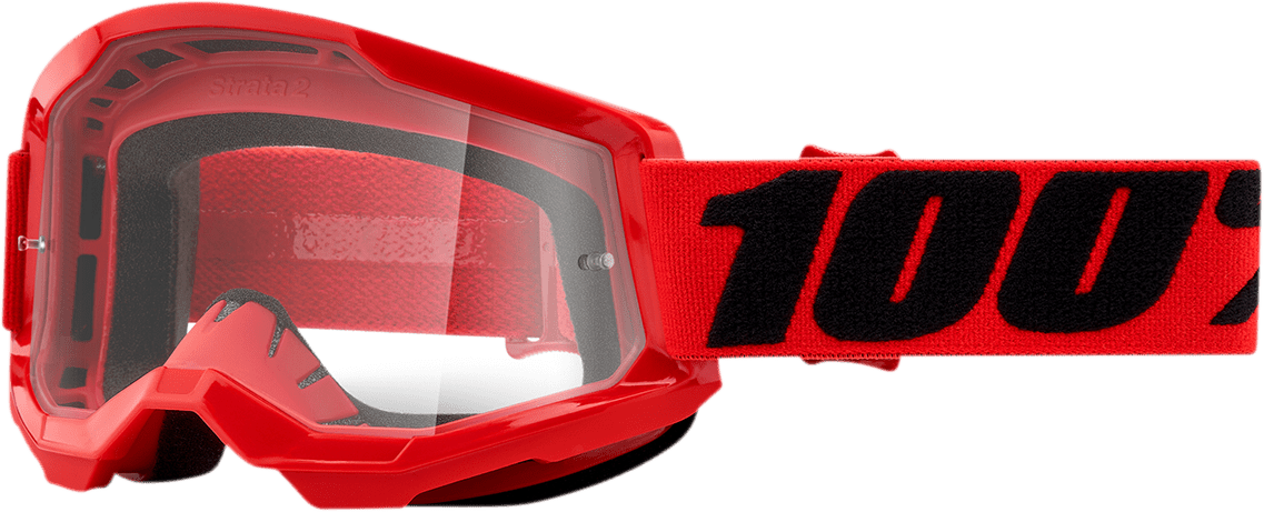 100% Strata 2 Goggles - Red - Clear 50027-00004 - Electrek Moto