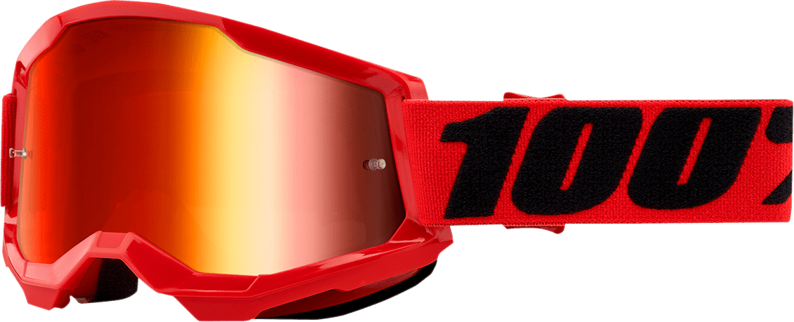 100% Strata 2 Goggles - Red - Red Mirror 50028-00004 - Electrek Moto