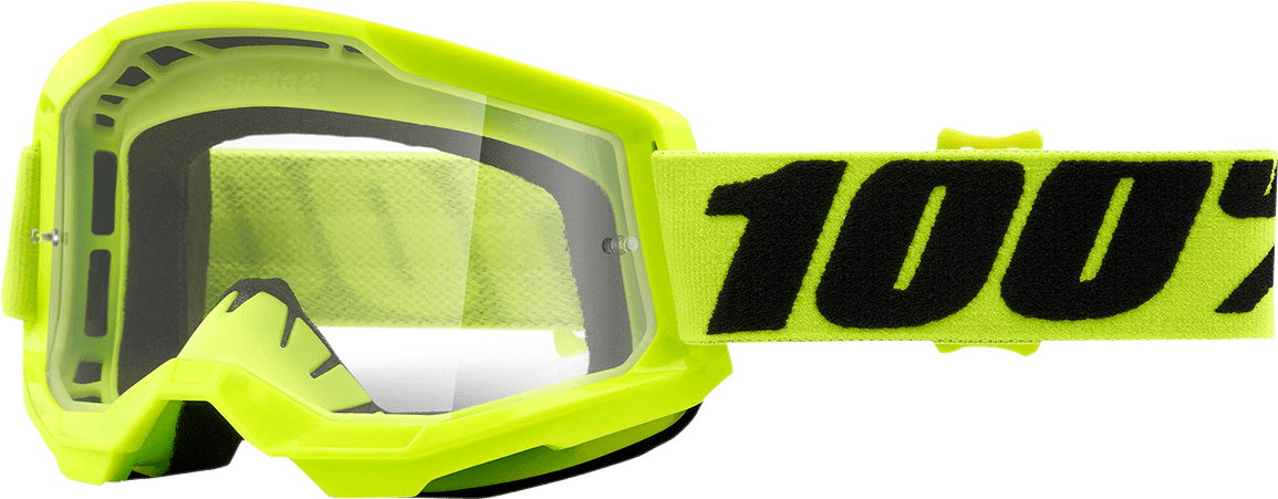 100% Strata 2 Goggles - Yellow - Clear 50027-00003 - Electrek Moto