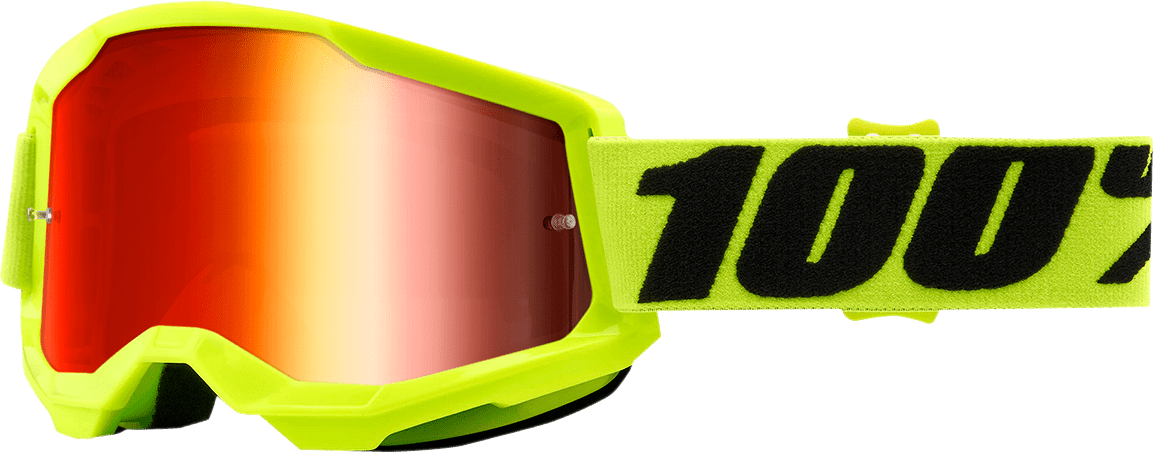 100% Strata 2 Goggles - Yellow - Red Mirror 50028-00003 - Electrek Moto