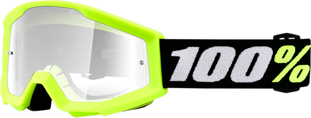 100% Strata Mini Goggles - Yellow - Clear Lens 50033-00003 - Electrek Moto