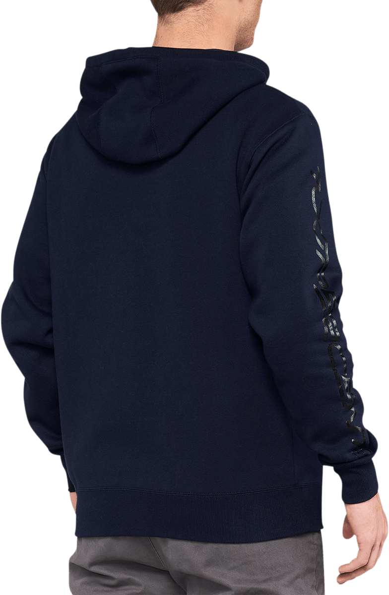 100% Syndicate Fleece Zip-Up Hoodie - Navy/Black - Medium 36017-402-11 - Electrek Moto