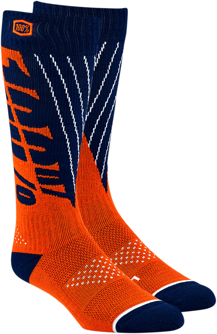 100% Torque Comfort Moto Socks - Navy/Orange - Large/XL 24007-214-18 - Electrek Moto