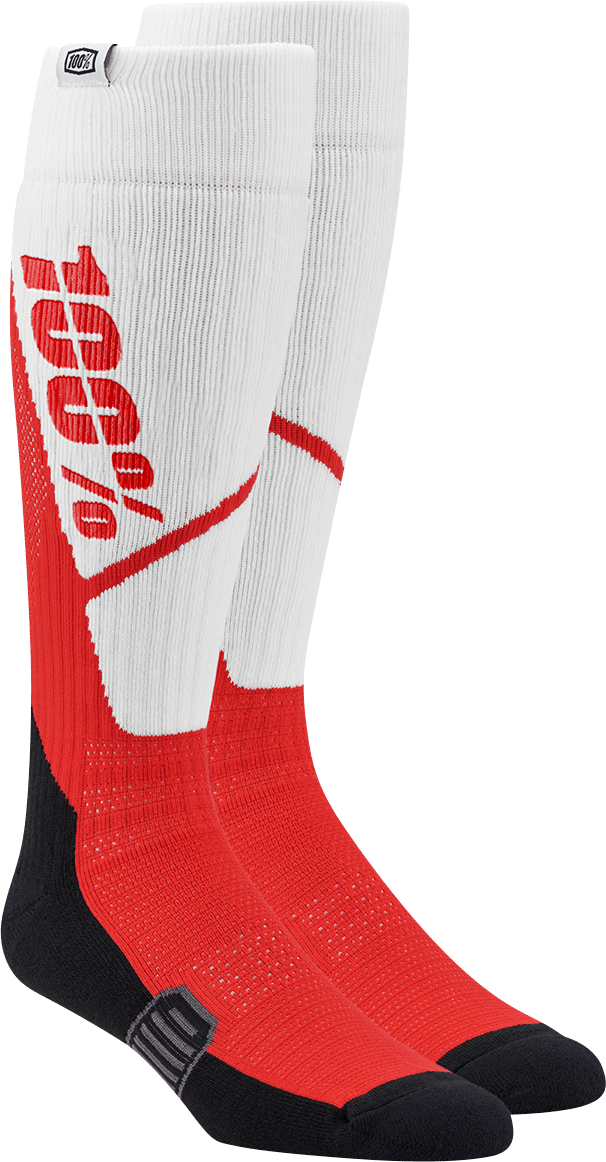 100% Torque Comfort Moto Socks - White/Red - Large/XL 20053-00010 - Electrek Moto