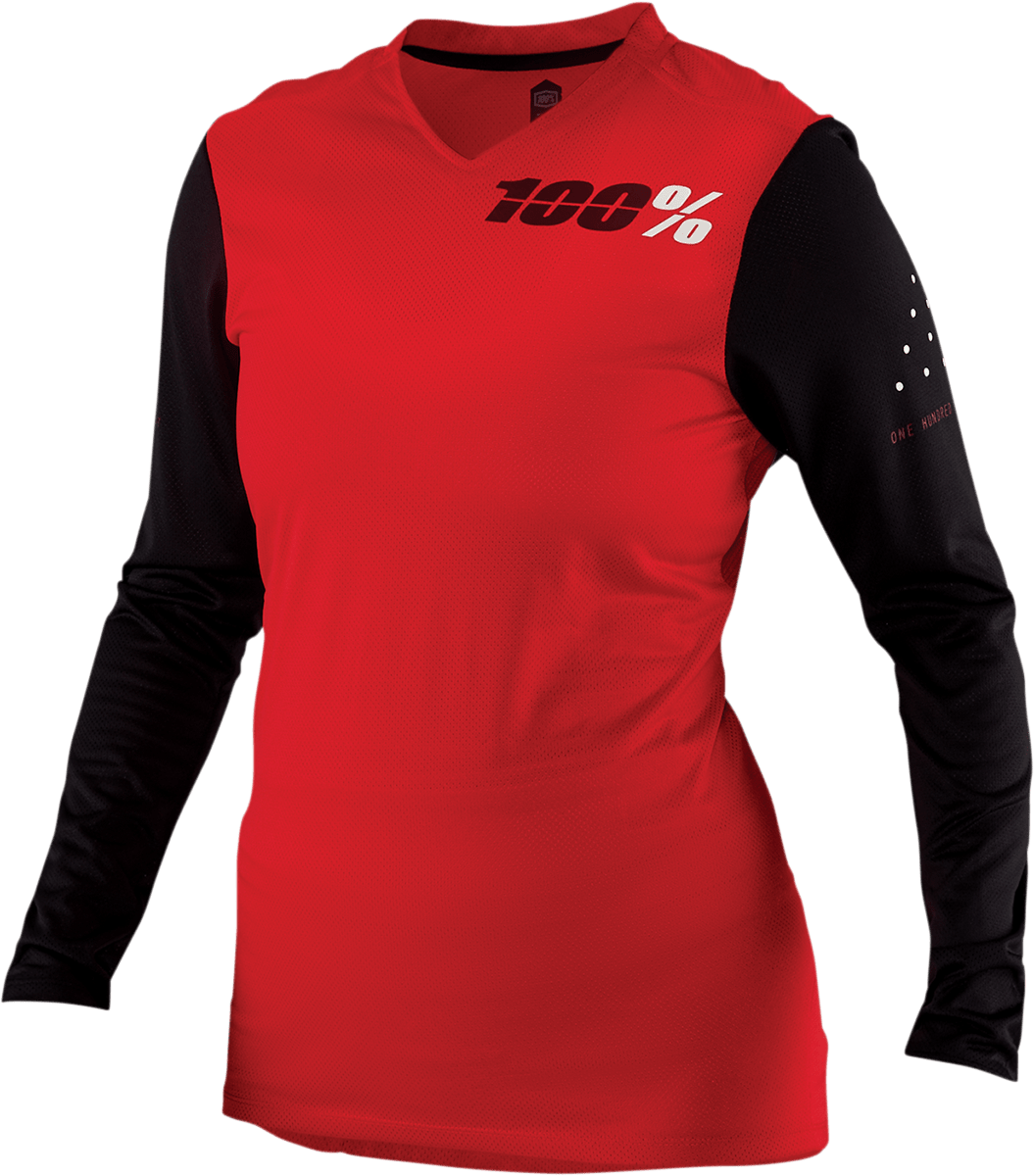 100% Women's Ridecamp Jersey - Long-Sleeve - Red - Large 44402-003-12 - Electrek Moto