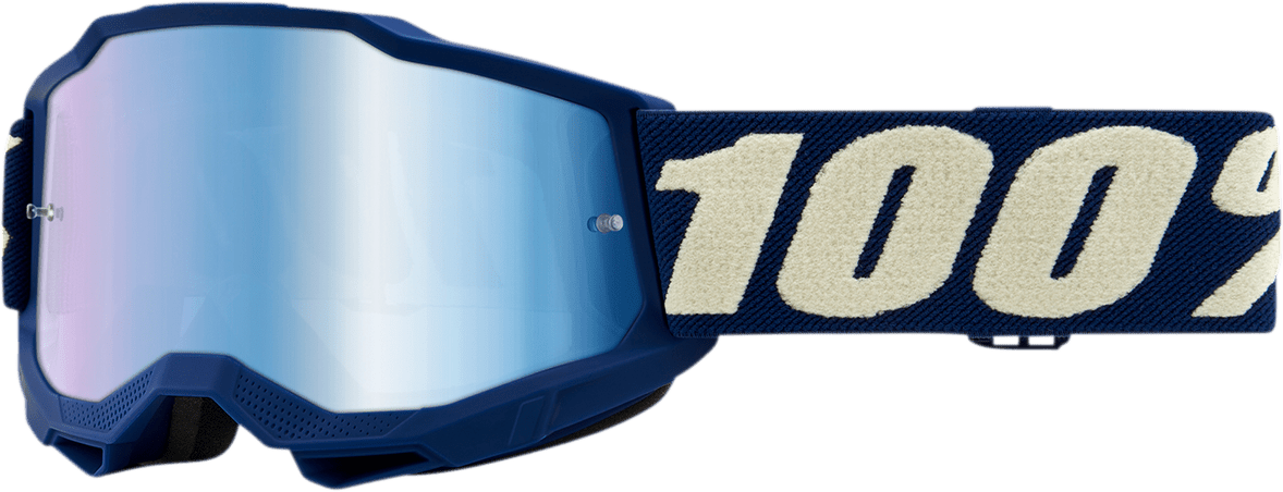 100% Youth Accuri 2 Goggles - Deep Marine - Blue Mirror 50321-250-11 - Electrek Moto