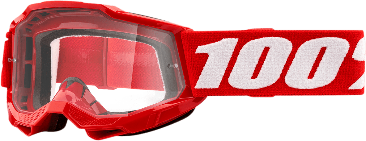 100% Youth Accuri 2 Goggles - Red - Clear 50024-00002 - Electrek Moto