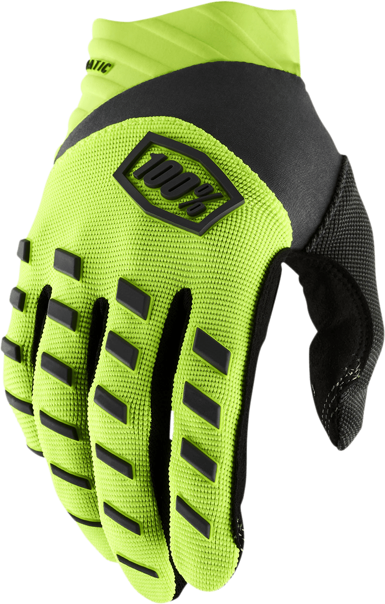 100% Youth Airmatic Gloves - Fluorescent Yellow/Black - Small 10001-00004 - Electrek Moto