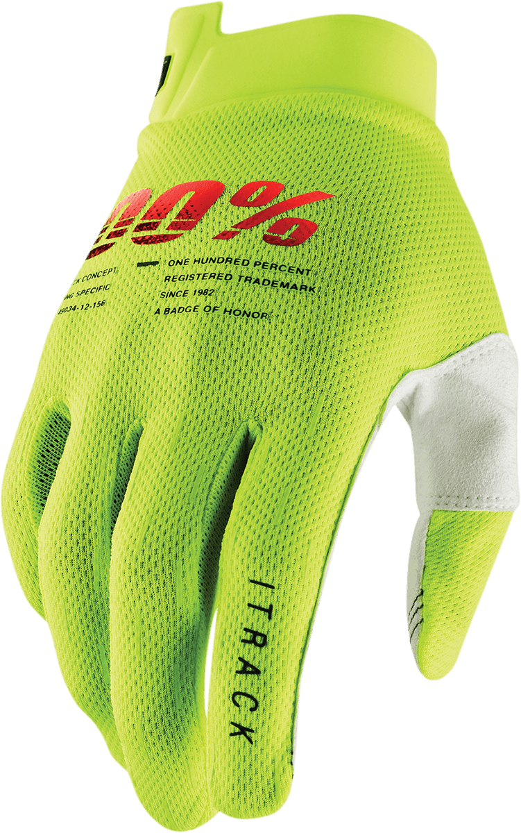 100% Youth I-Track Gloves - Fluo Yellow - Large 10009-00006 - Electrek Moto