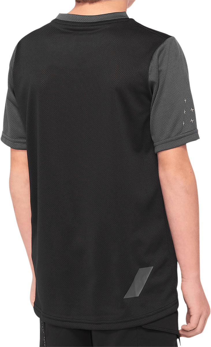 100% Youth Ridecamp Jersey - Short-Sleeve - Black/Charcoal - Large 40031-00002 - Electrek Moto