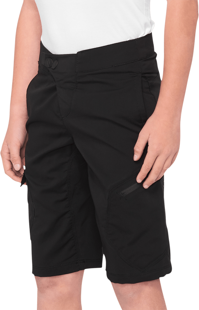 100% Youth Ridecamp Shorts - Black - US 22 40033-00000 - Electrek Moto