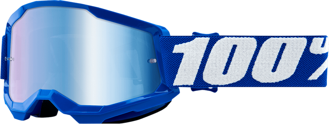 100% Youth Strata 2 Goggles - Blue - Blue Mirror 50032-00002 - Electrek Moto