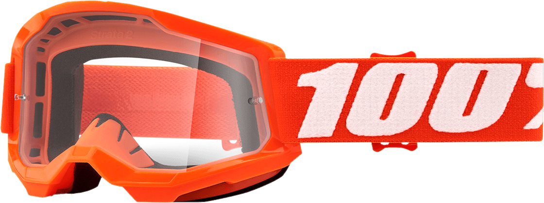 100% Youth Strata 2 Goggles - Orange - Clear 50031-00005 - Electrek Moto