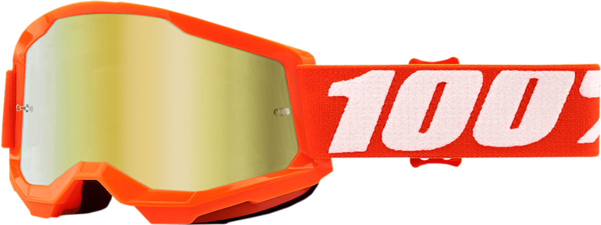100% Youth Strata 2 Goggles - Orange - Gold Mirror 50032-00005 - Electrek Moto