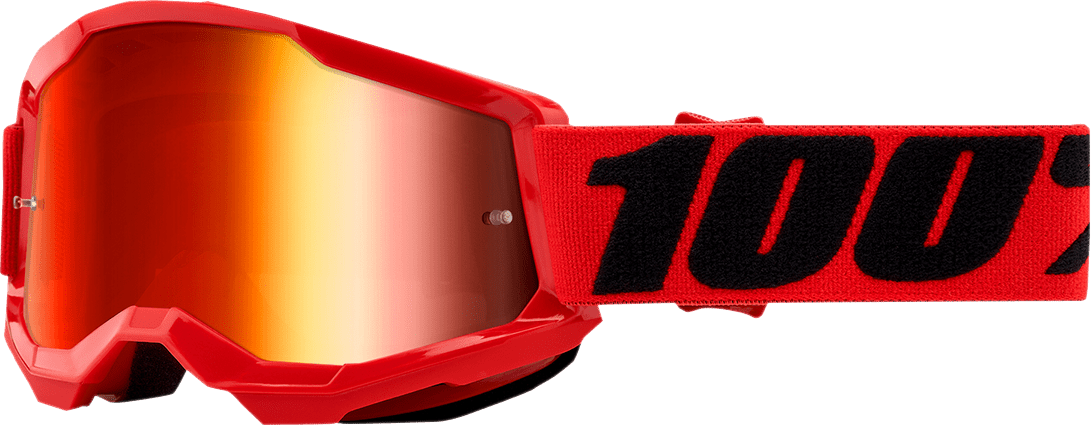 100% Youth Strata 2 Goggles - Red - Red Mirror 50032-00004 - Electrek Moto
