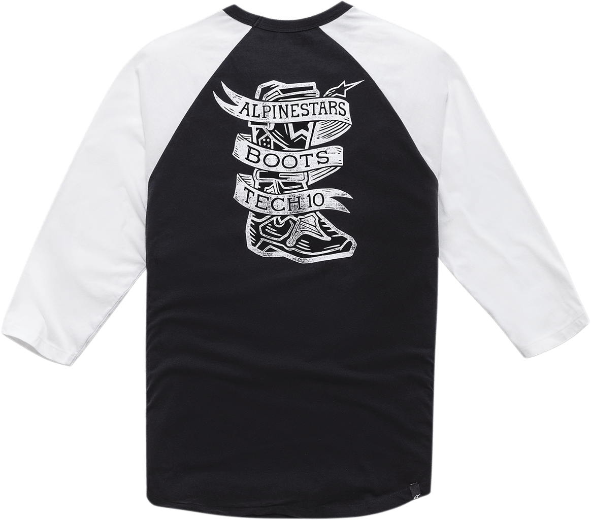 ALPINESTARS Booted Raglan T-Shirt - Black/White - Large 1210710041020L - Electrek Moto