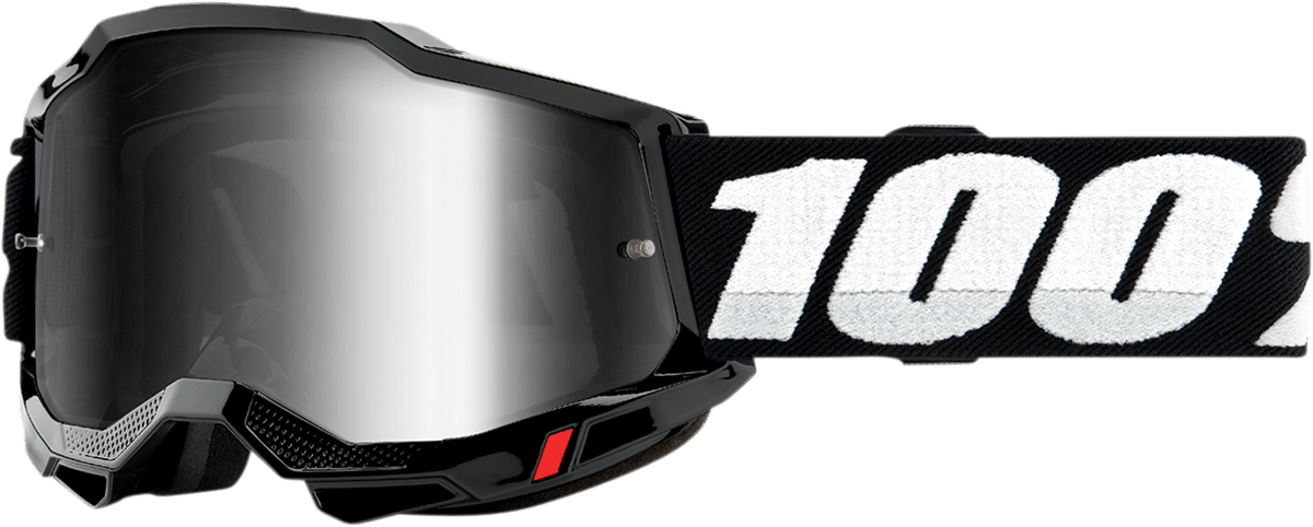 100% Accuri 2 Goggles - Black - Silver Mirror 50014-00001 - Electrek Moto