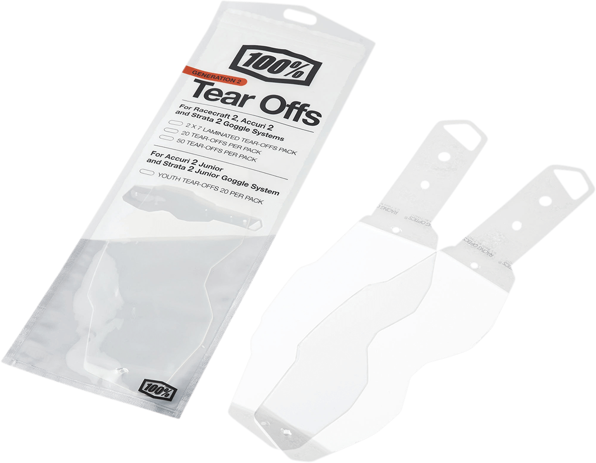 100% Accuri 2/Racecraft 2/Strata 2 Tear-Offs - Laminated - 7 Pack (2) 59086-00001 - Electrek Moto