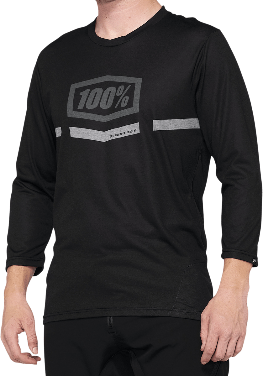 100% Airmatic 3/4 Sleeve Jersey - Black - Medium 40018-00001 - Electrek Moto