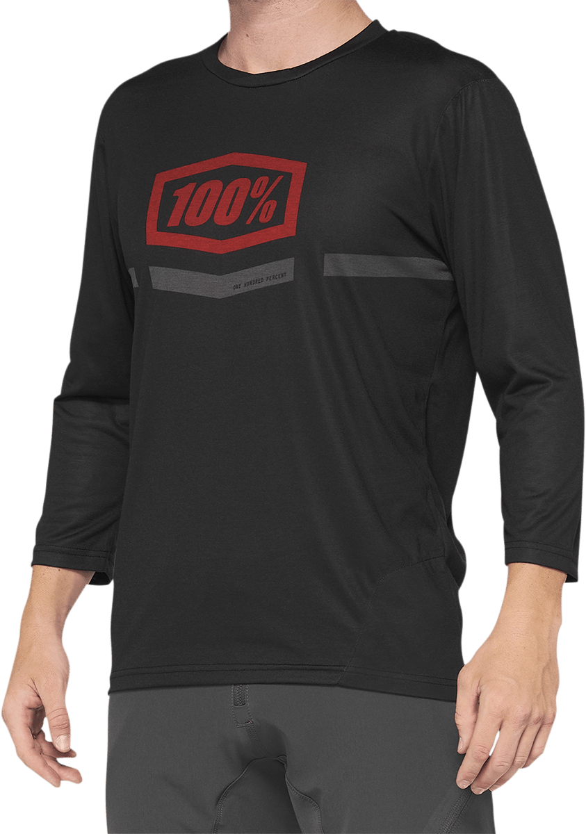 100% Airmatic 3/4 Sleeve Jersey - Black/Red - Medium 40018-00006 - Electrek Moto