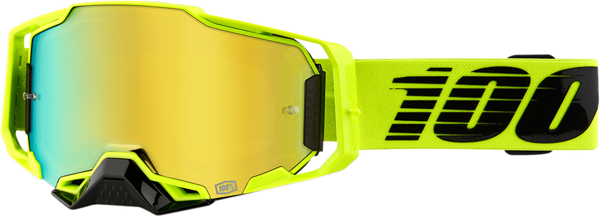 100% Armega Goggles - Nuclear Citrus - Gold Mirror 50005-00003 - Electrek Moto