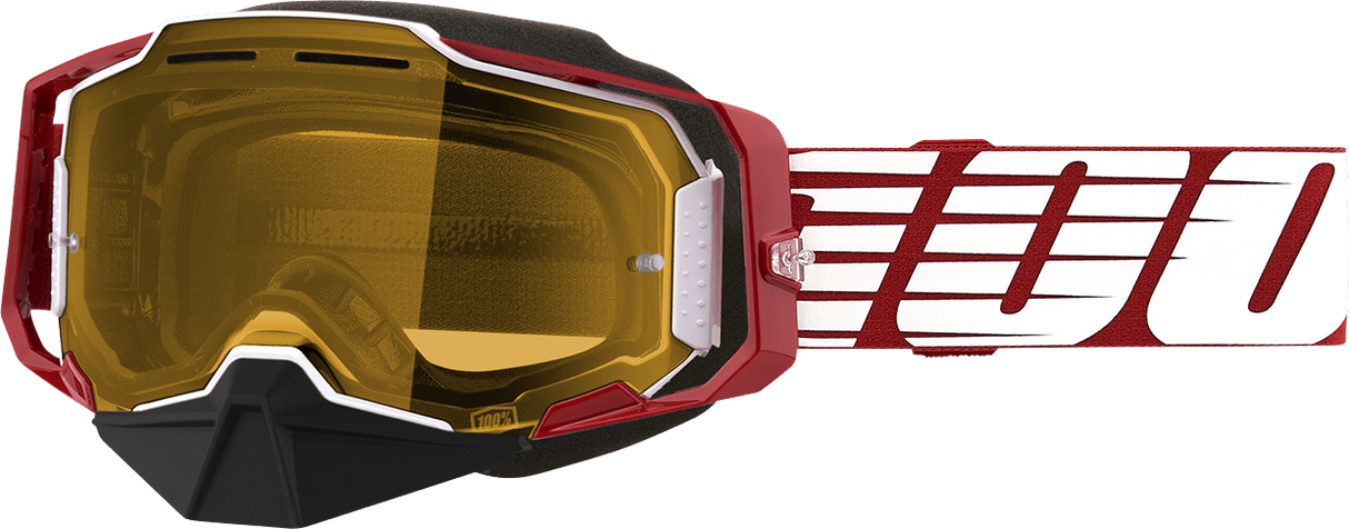 100% Armega Snow Goggles - Oversized Red - Yellow 50007-00006 - Electrek Moto