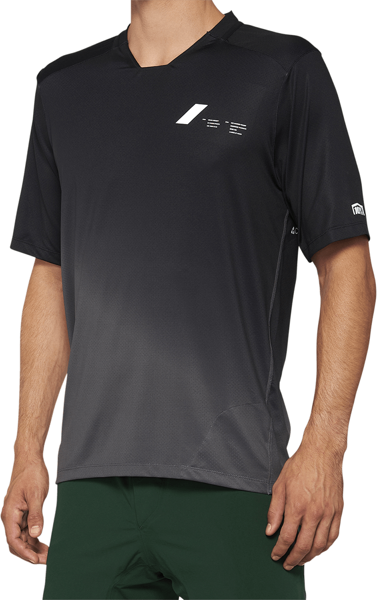 100% Celium Jersey - Short-Sleeve - Black/Charcoal - Medium 40011-00001 - Electrek Moto