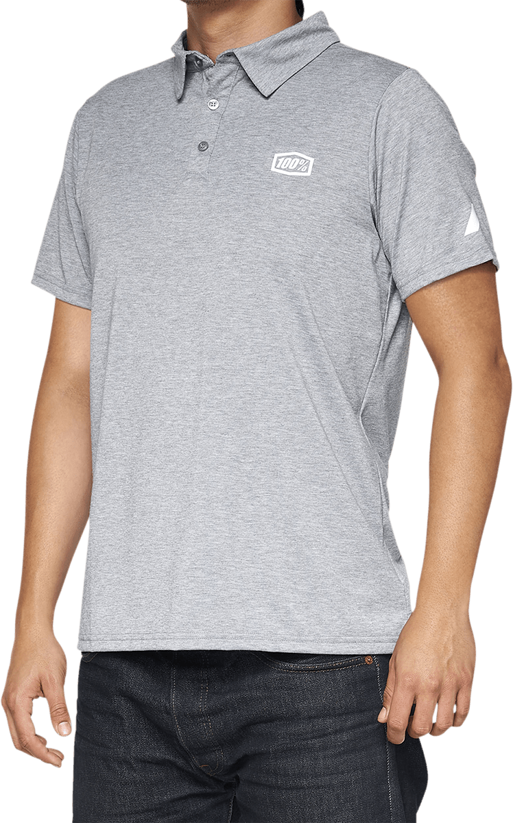 100% Corpo Polo Shirt - Heather Gray/White - Small 35019-252-10 - Electrek Moto