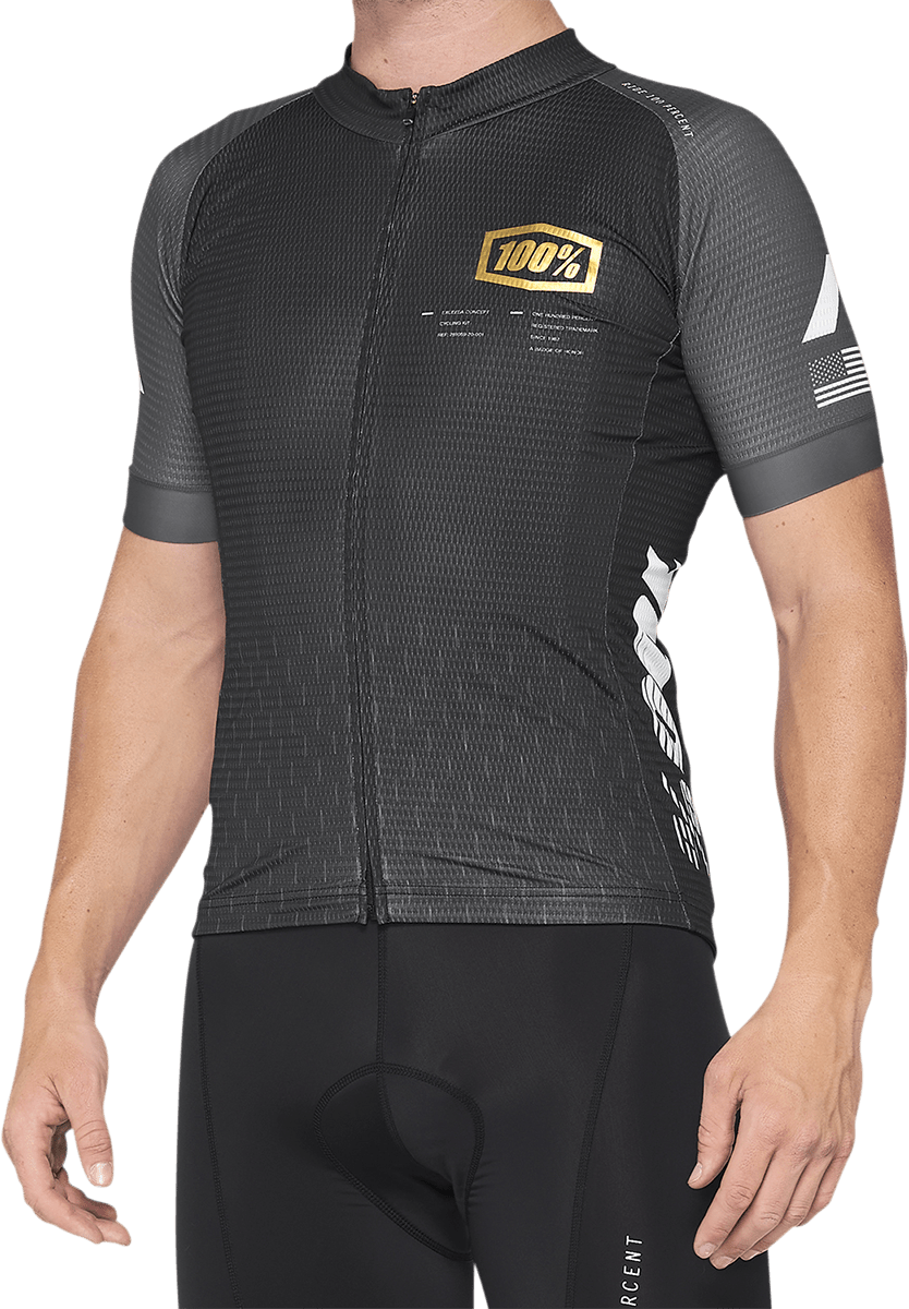 100% Exceeda Jersey - Short-Sleeve - Black/Charcoal - Large 40051-00002 - Electrek Moto