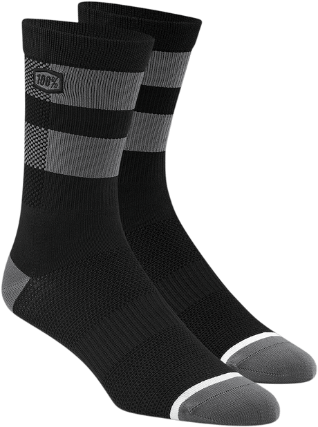 100% Flow Performance Socks - Black/Gray - Large/XL 20049-00003 - Electrek Moto