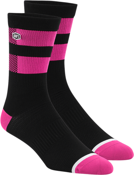 100% Flow Socks - Black/Fluorescent Pink - Large/XL 24005-491-18 - Electrek Moto