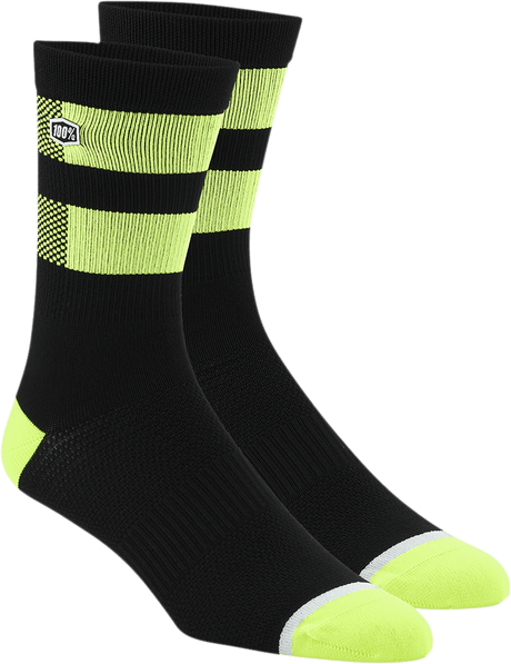 100% Flow Socks - Black/Fluorescent Yellow - Large/XL 24005-490-18 - Electrek Moto