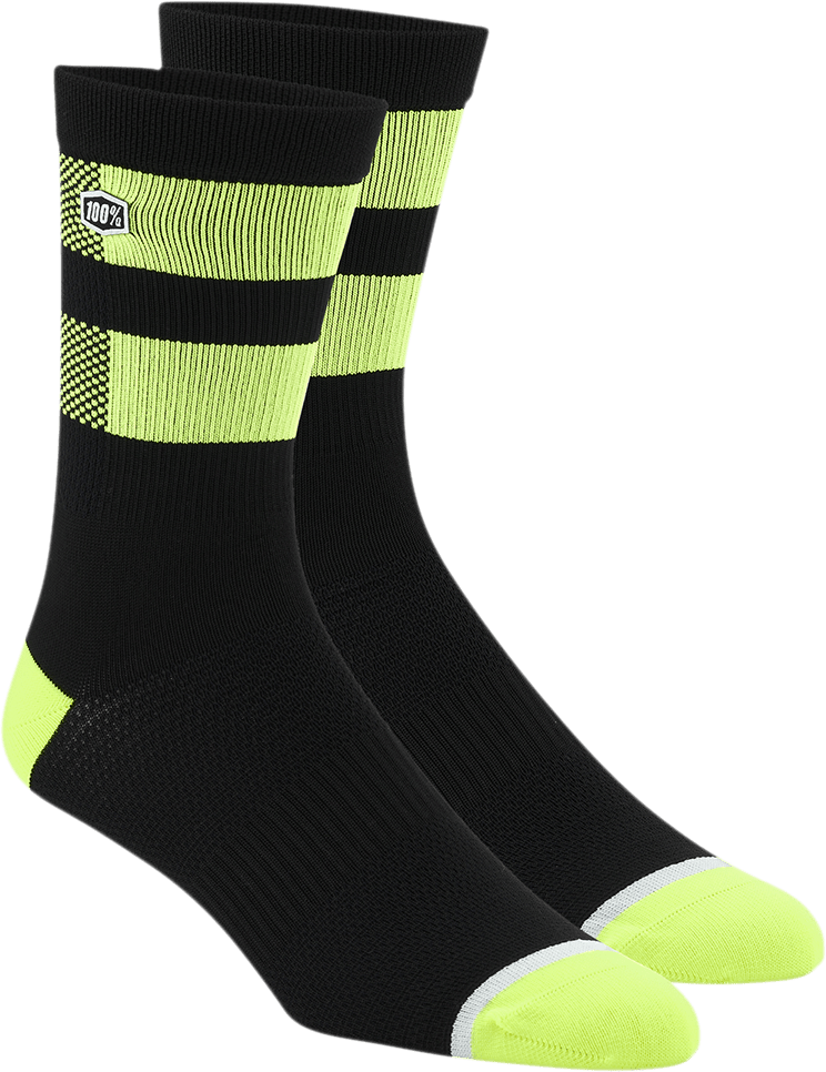 100% Flow Socks - Black/Fluorescent Yellow - Small/Medium 24005-490-17 - Electrek Moto