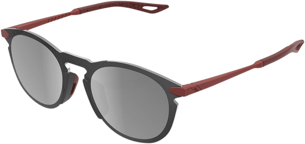 100% Legere Sunglasses - Round - Crimson - Silver Mirror 61040-392-76 - Electrek Moto