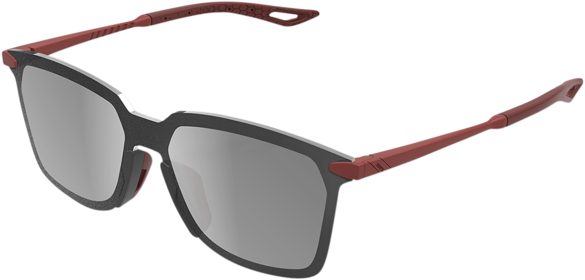 100% Legere Sunglasses - Square - Crimson - Silver Mirror 61041-392-76 - Electrek Moto
