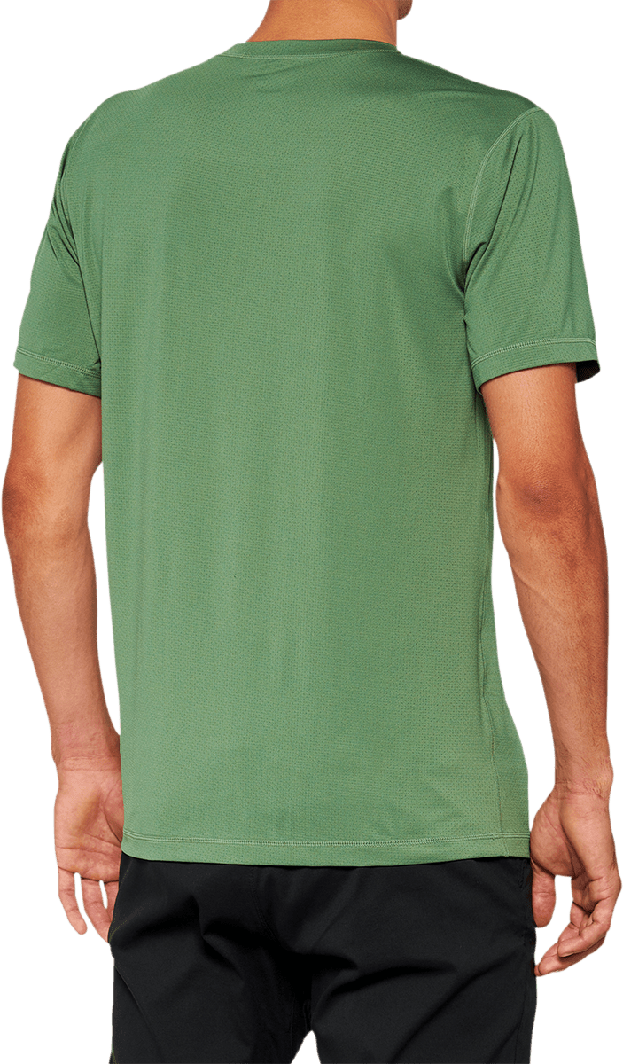 100% Mission Athletic T-Shirt - Olive - Medium 20014-00016 - Electrek Moto