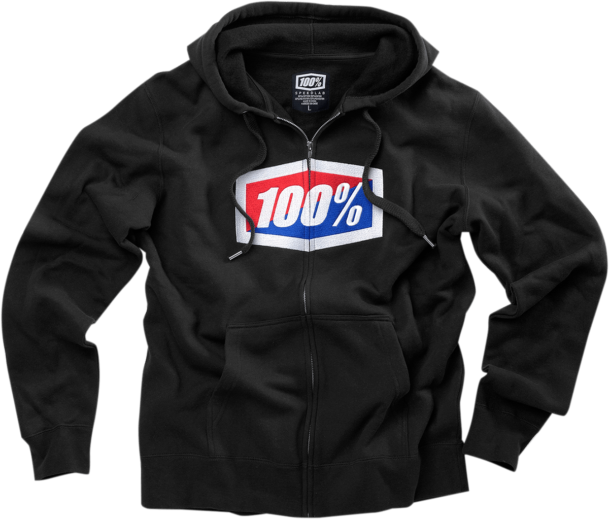 100% Official Fleece Zip-Up Hoodie - Black - XL 20032-00013 - Electrek Moto