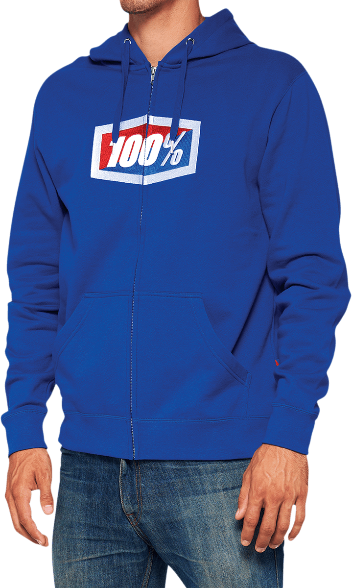 100% Official Fleece Zip-Up Hoodie - Royal - 2XL 20032-00024 - Electrek Moto