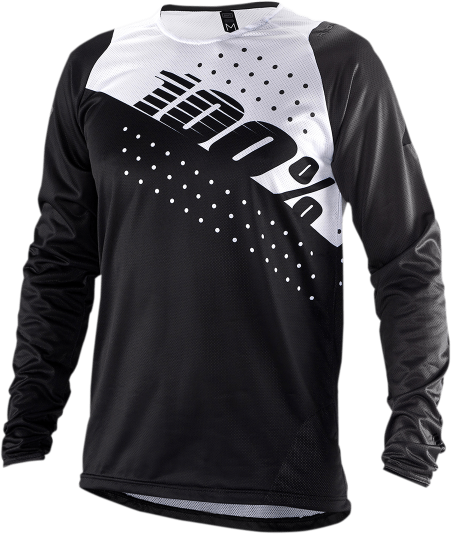 100% R-Core Long-Sleeve Jersey - Black/White - Medium 40005-00011 - Electrek Moto