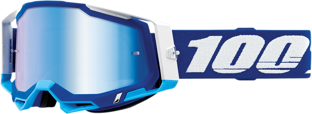 100% Racecraft 2 Goggles - Blue - Blue Mirror 50010-00002 - Electrek Moto